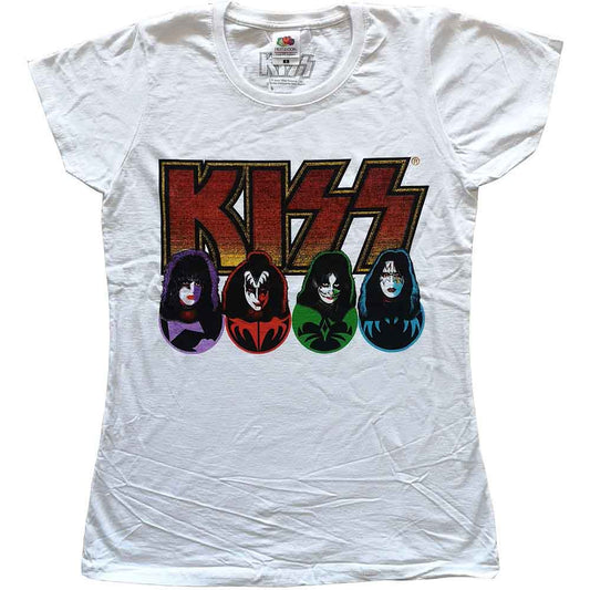 KISS Ladies T-Shirt: Logo Faces & Icons