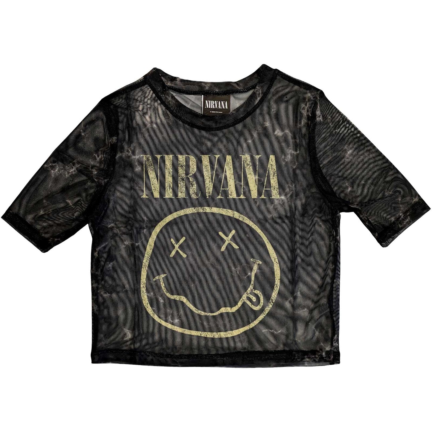 Nirvana Ladies Crop Top: Yellow Happy Face
