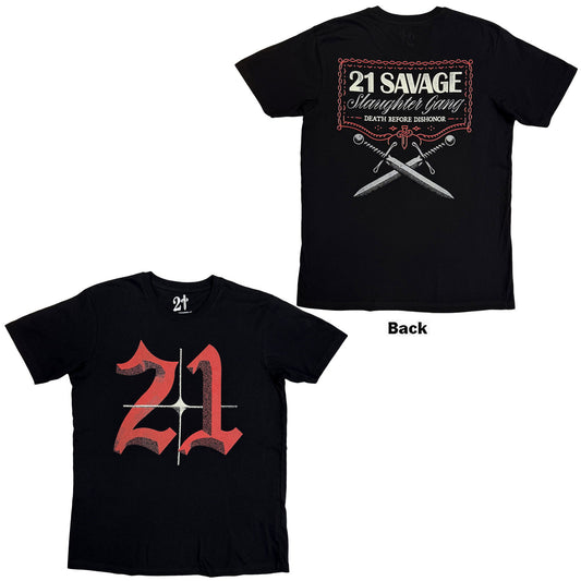 21 Savage T-Shirt: Death Before Dishonor Daggers