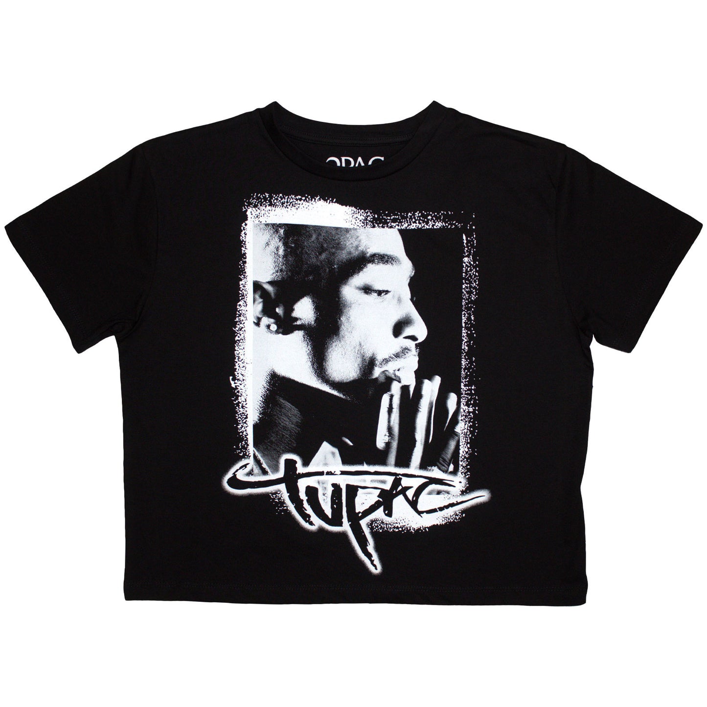Tupac Ladies Crop Top: Spray Photo