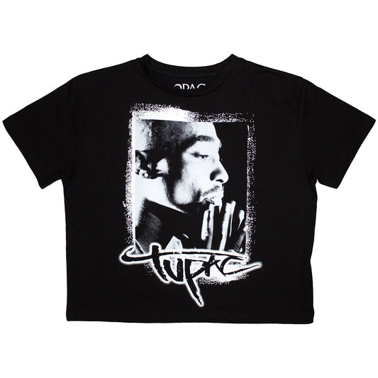 Tupac Ladies Crop Top: Spray Photo