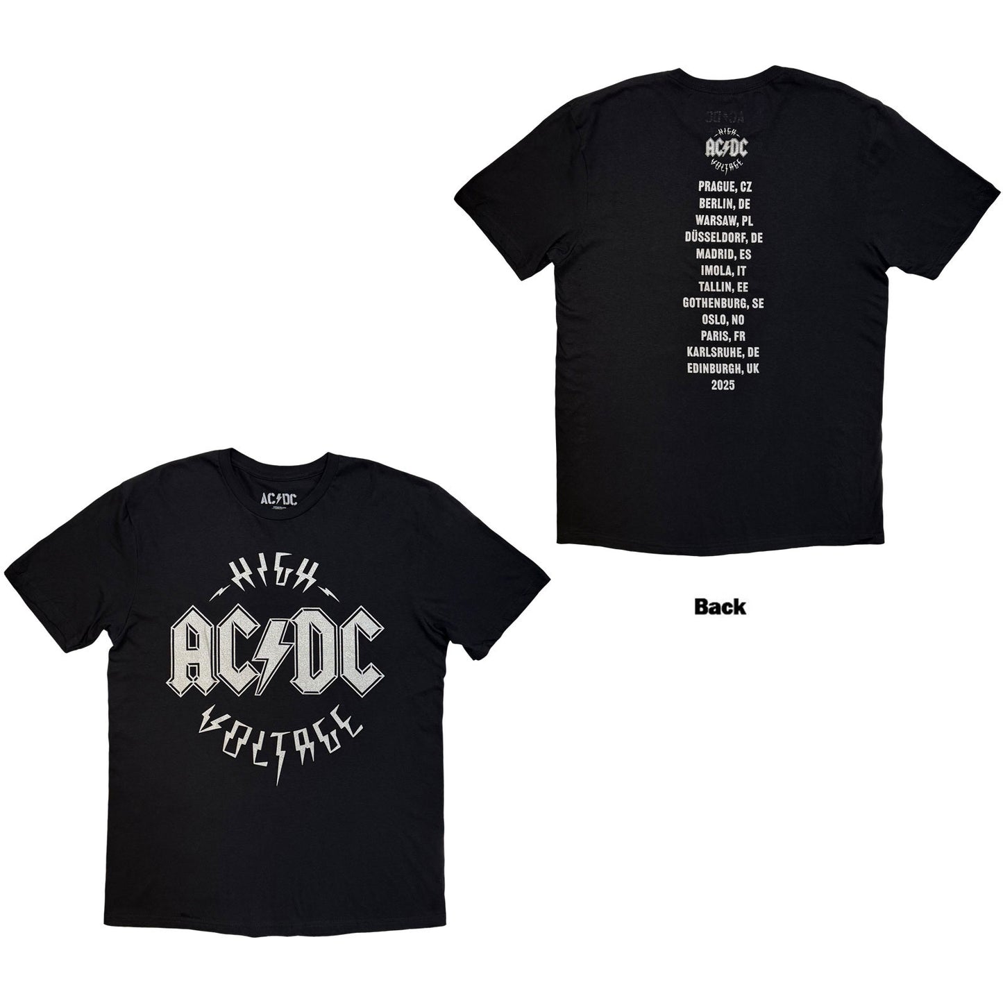 AC/DC T-Shirt: Silver High Voltage EU Tour '25