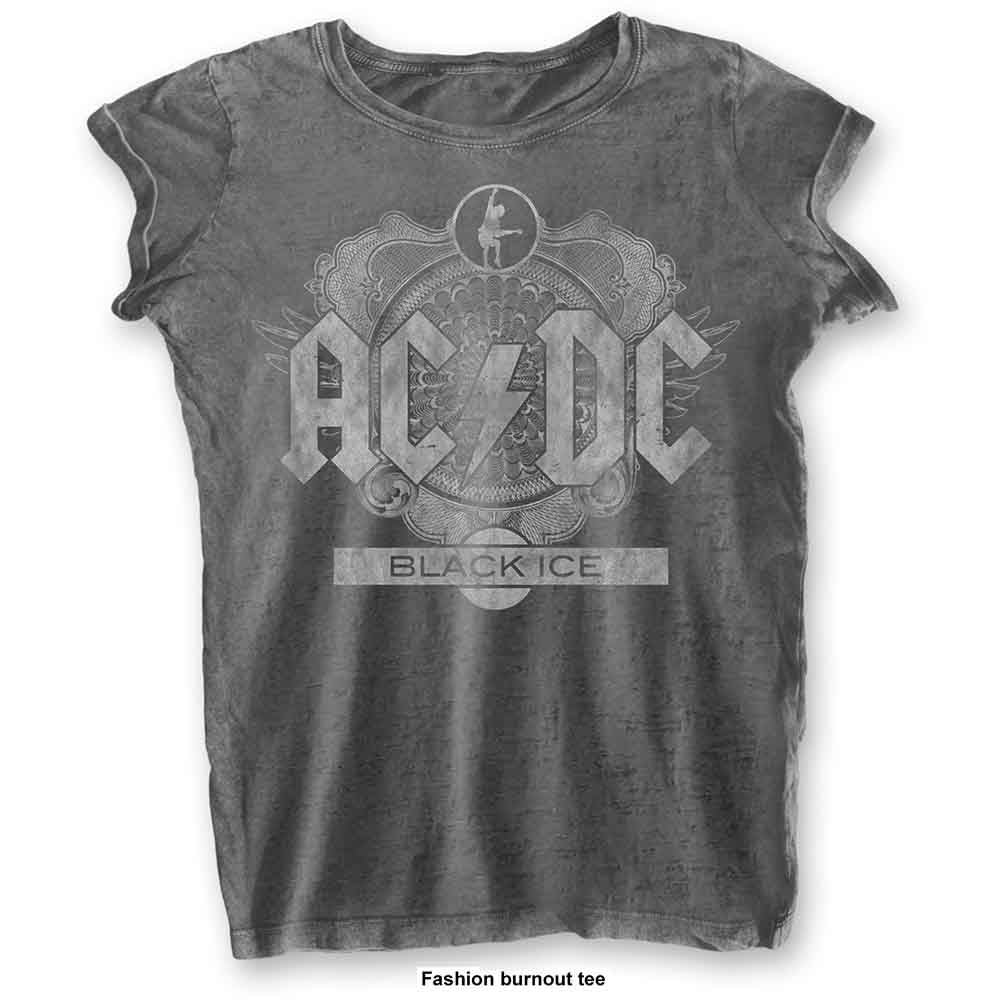 AC/DC Ladies Burnout T-Shirt: Black Ice
