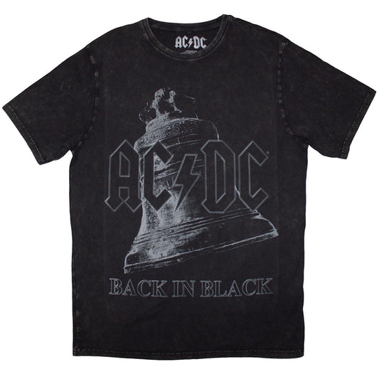 AC/DC Stone Wash T-Shirt: Back In Black Bell