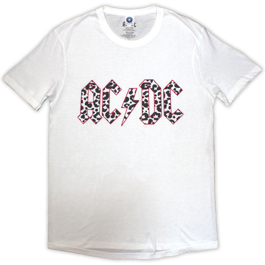 AC/DC Ladies T-Shirt: Mono Leopard Print Logo