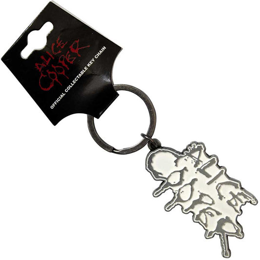 Alice Cooper Keychain: Dripping Logo Silver