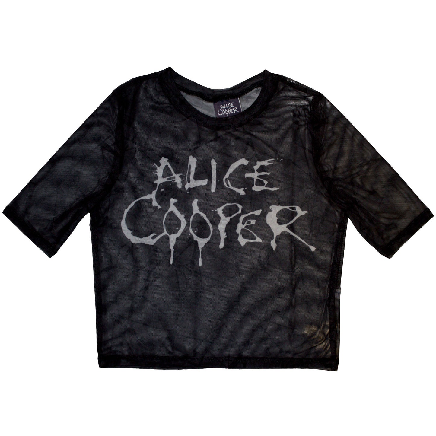 Alice Cooper Ladies Mesh Crop Top: Dripping Logo
