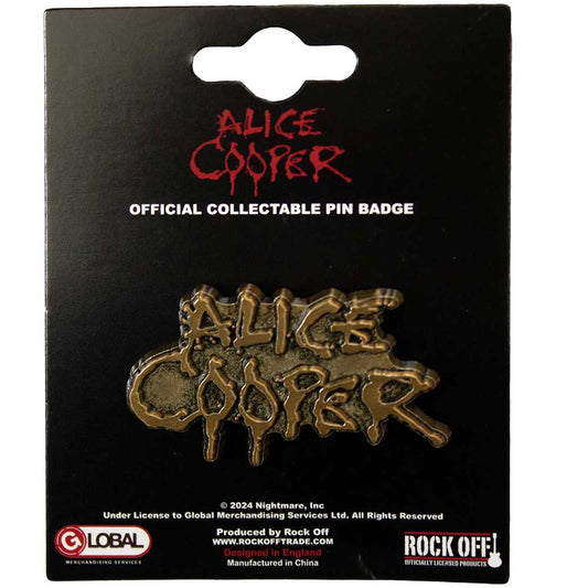 Alice Cooper Badge: Dripping Logo Gold