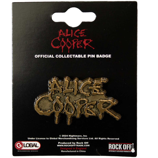 Alice Cooper Badge: Dripping Logo Gold