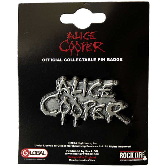 Alice Cooper Badge: Dripping Logo Silver