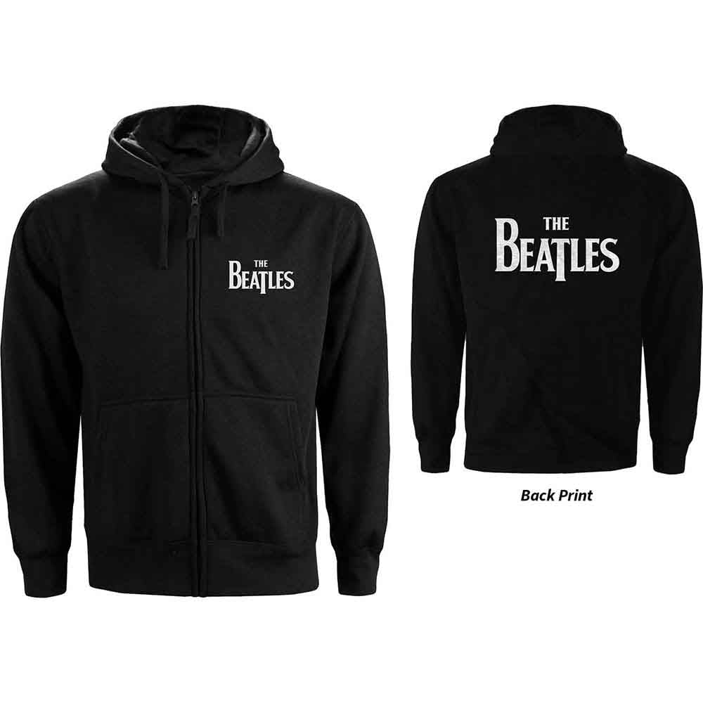 The Beatles Ladies Zipped Hoodie: Drop T Logo