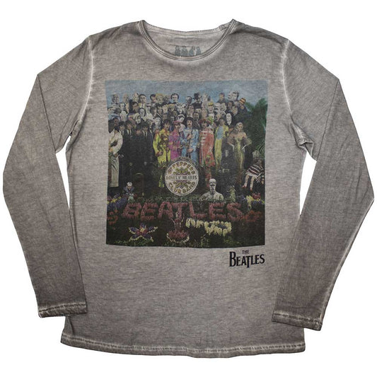 The Beatles Long Sleeve T-Shirt: Sgt Pepper Stone Wash