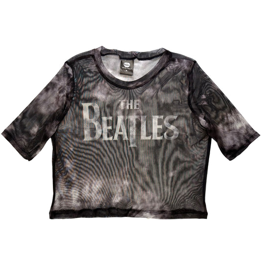 The Beatles Ladies Mesh Crop Top: Drop T Logo