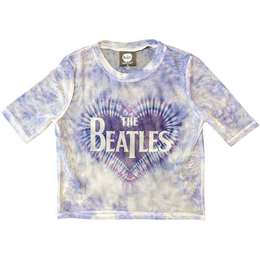 The Beatles Ladies Mesh Crop Top: Heart & Drop T Logo