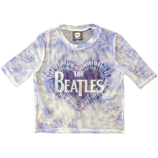 The Beatles Ladies Mesh Crop Top: Heart & Drop T Logo
