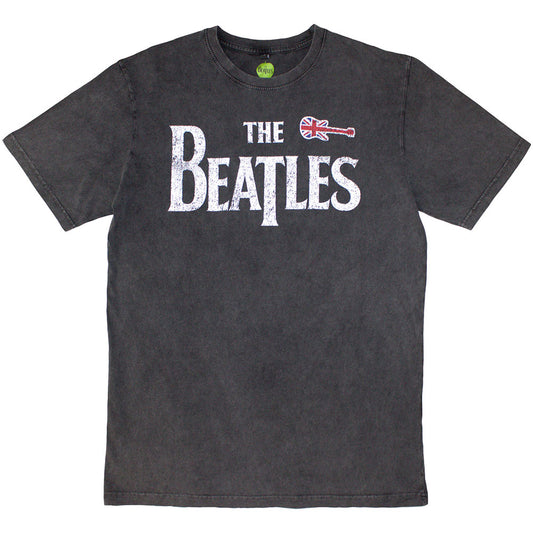 The Beatles Stone Wash T-Shirt: Guitar & Drop T