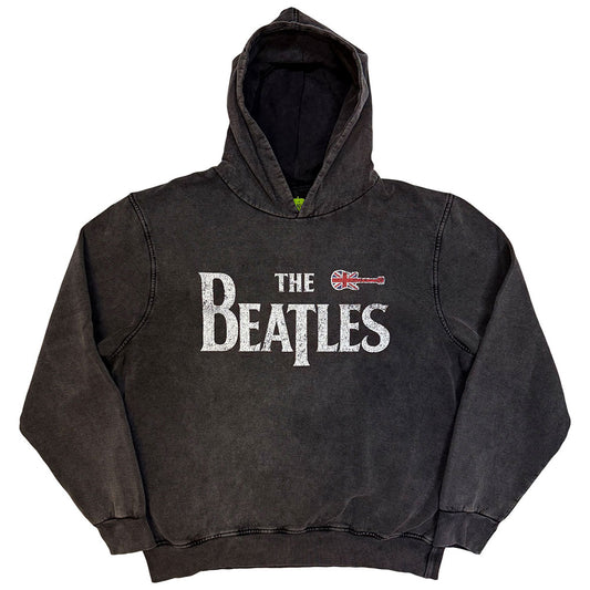 The Beatles Stone Wash Pullover Hoodie: Guitar & Drop T