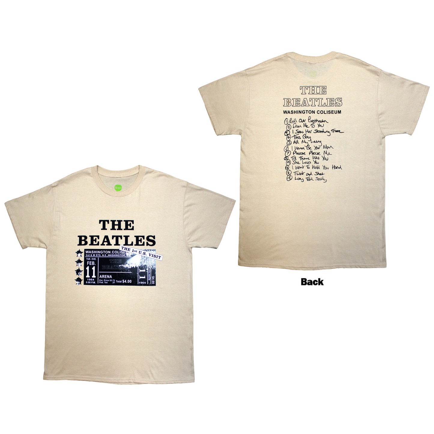 The Beatles T-Shirt: Washington '64 Promo & Setlist