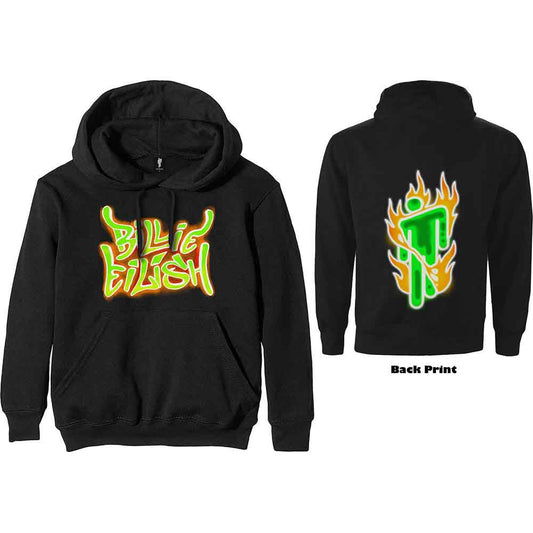 Billie Eilish Pullover Hoodie: Airbrush Flames Blohsh