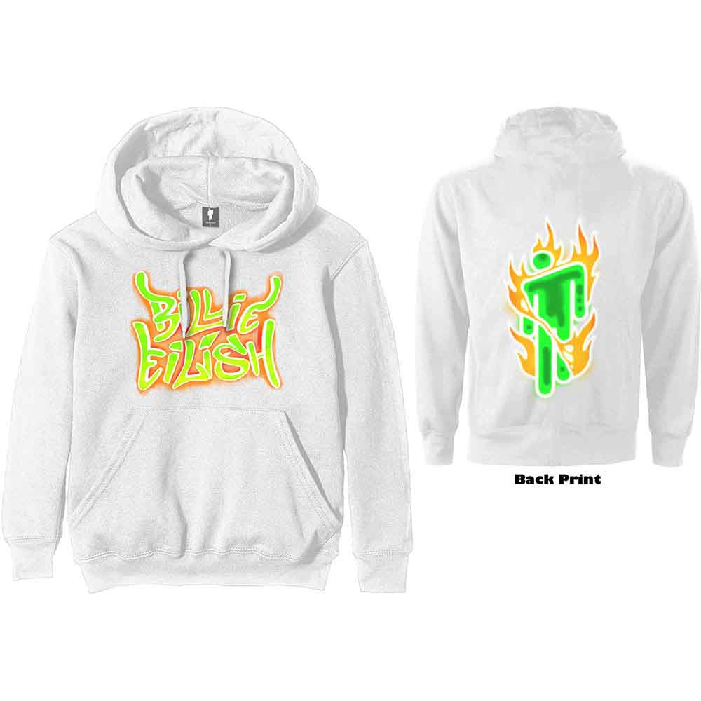 Billie Eilish Pullover Hoodie: Airbrush Flames Blohsh