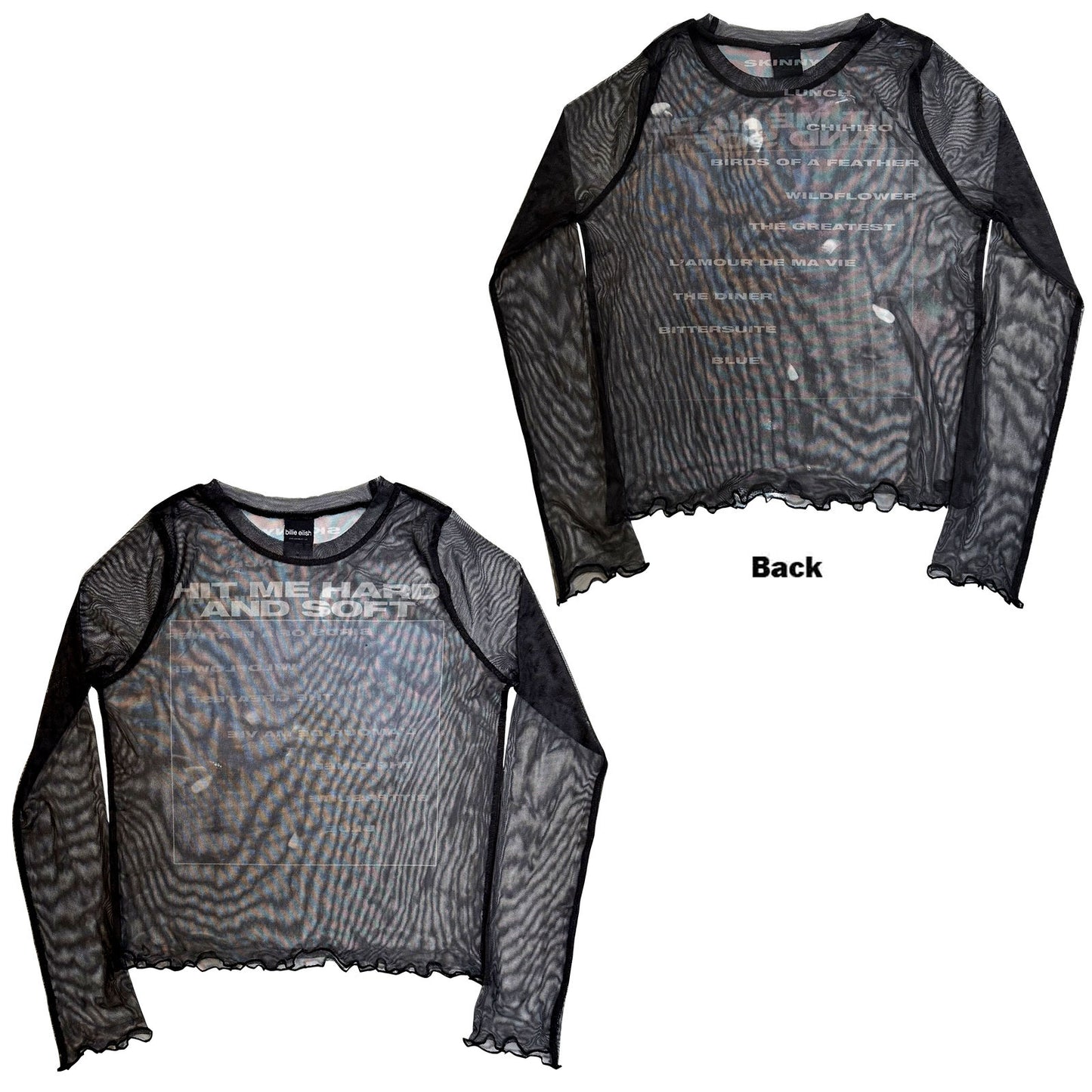 Billie Eilish Ladies Long Sleeve Mesh Crop Top: HMHAS Tracklist