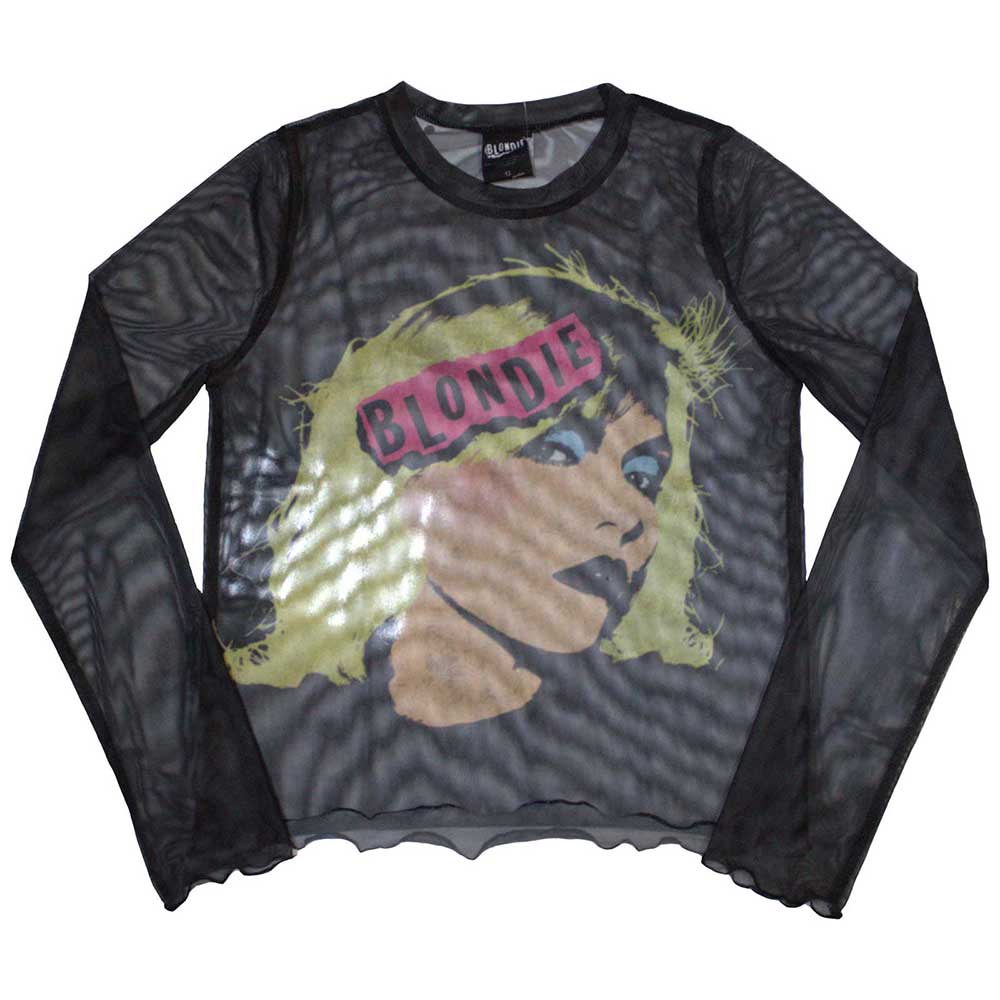 Blondie Ladies Long Sleeve Crop Top: Punk Poster