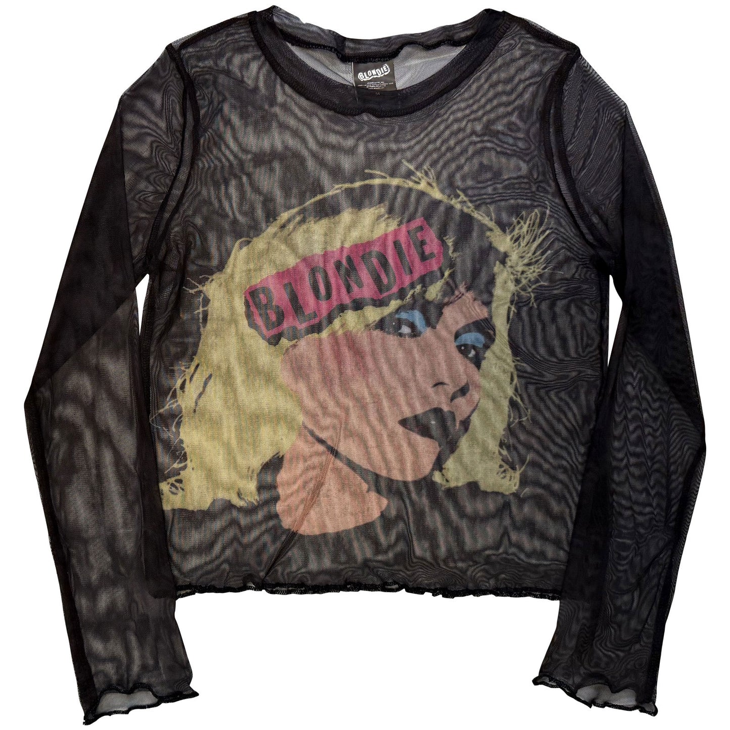 Blondie Ladies Long Sleeve Mesh Crop Top: Punk Poster