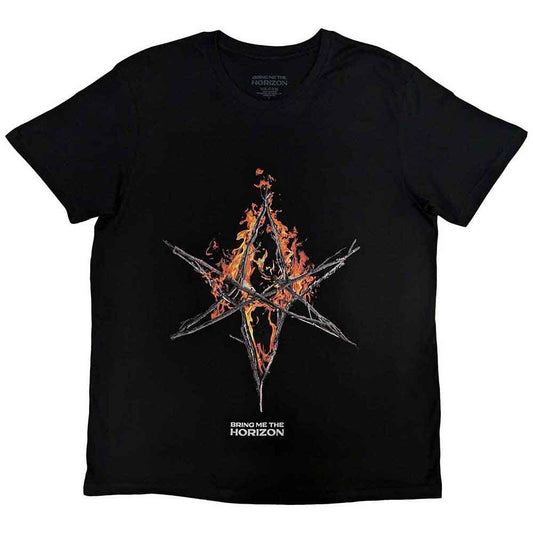 Bring Me The Horizon T-Shirt: Flame Hex & Text Logo