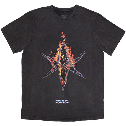 Bring Me The Horizon T-Shirt: Flame Hex & Text Logo