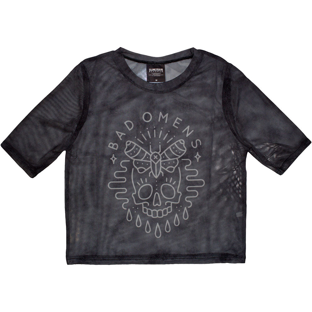 Bad Omens Ladies Crop Top: Moth Skull