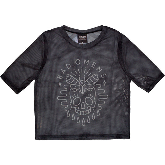 Bad Omens Ladies Crop Top: Moth Skull
