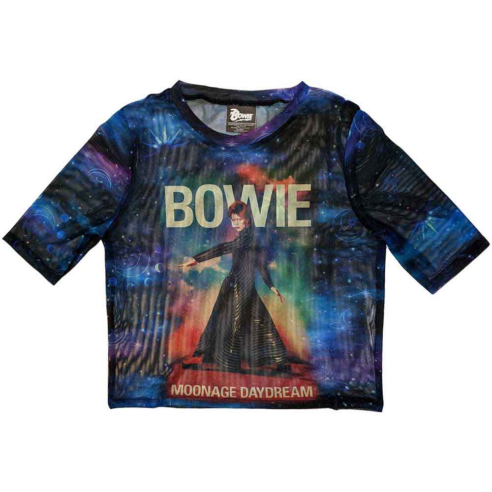 David Bowie Ladies Mesh Crop Top: Moonage 11 Fade
