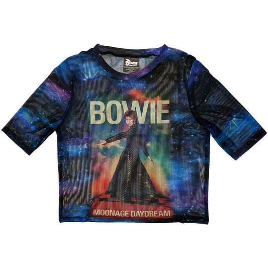 David Bowie Ladies Mesh Crop Top: Moonage 11 Fade