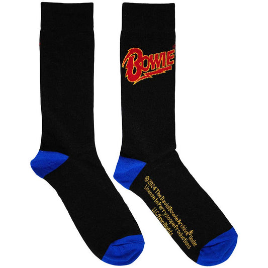 David Bowie Socks: Logo Blue Contrast