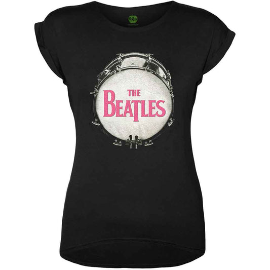 The Beatles Ladies T-Shirt: Drum Fuchsia Glitter