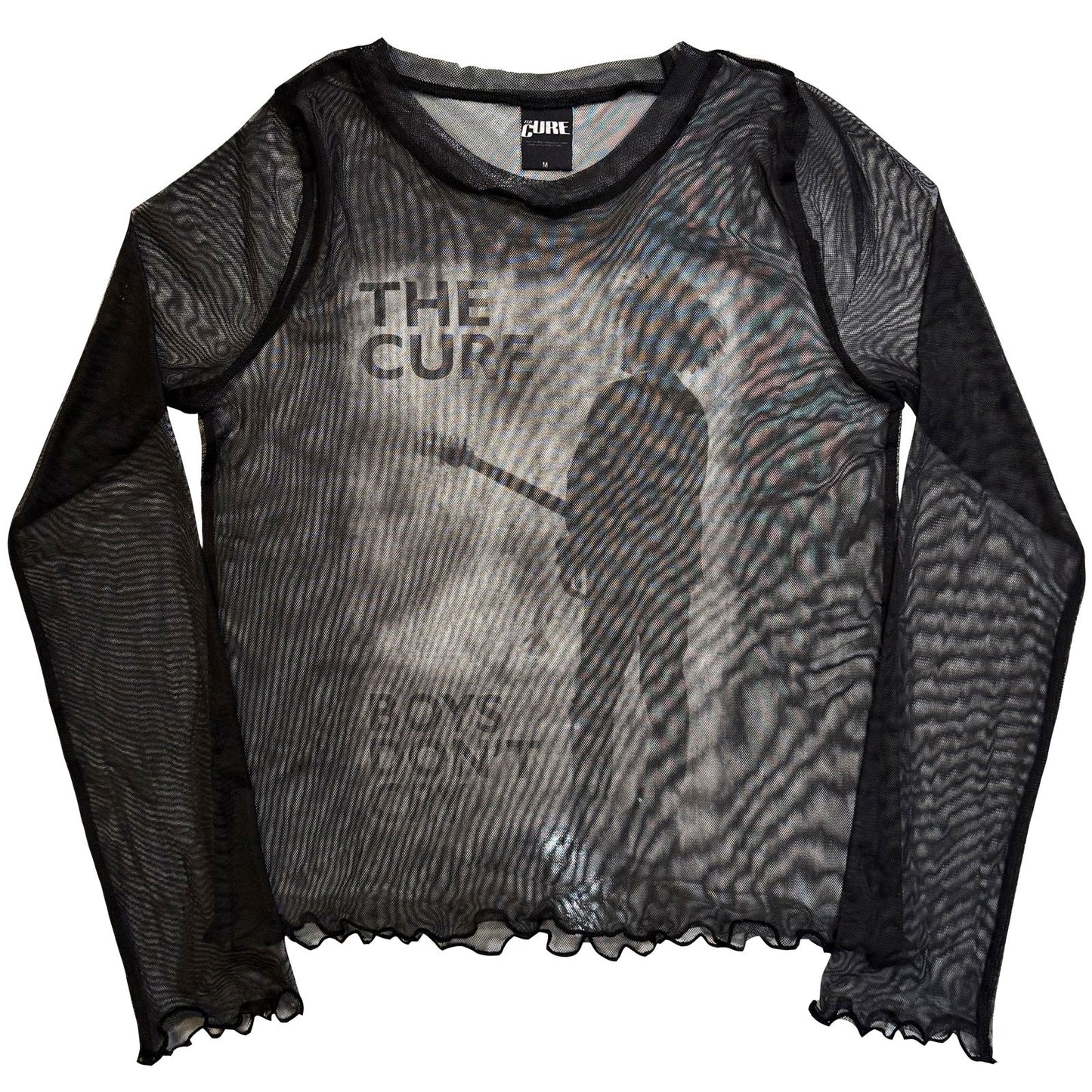 The Cure Ladies Long Sleeve Mesh Crop Top: Boys Don't Cry B&W