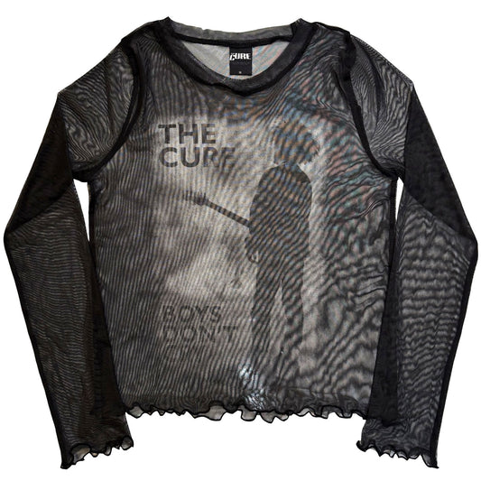 The Cure Ladies Long Sleeve Mesh Crop Top: Boys Don't Cry B&W