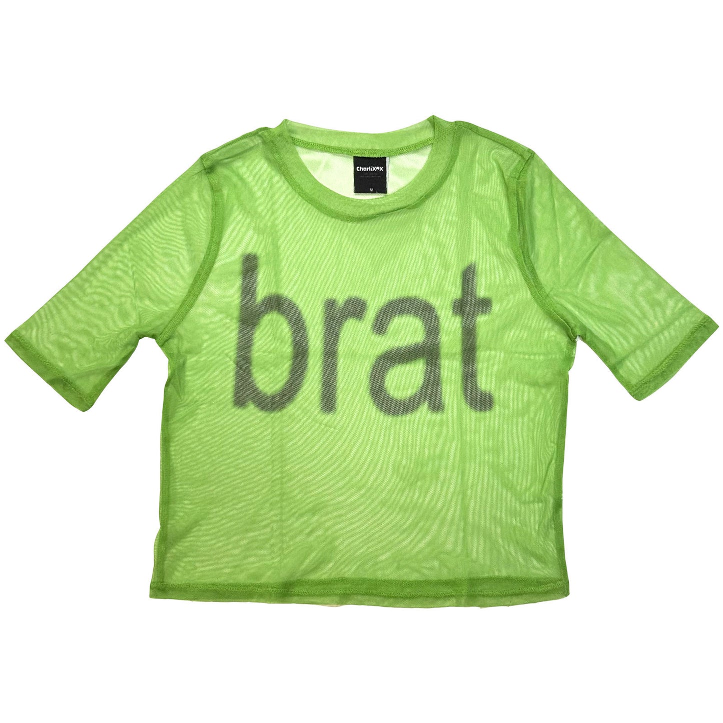 Charli XCX Ladies Mesh Crop Top: Brat Logo