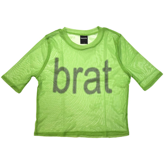 Charli XCX Ladies Mesh Crop Top: Brat Logo