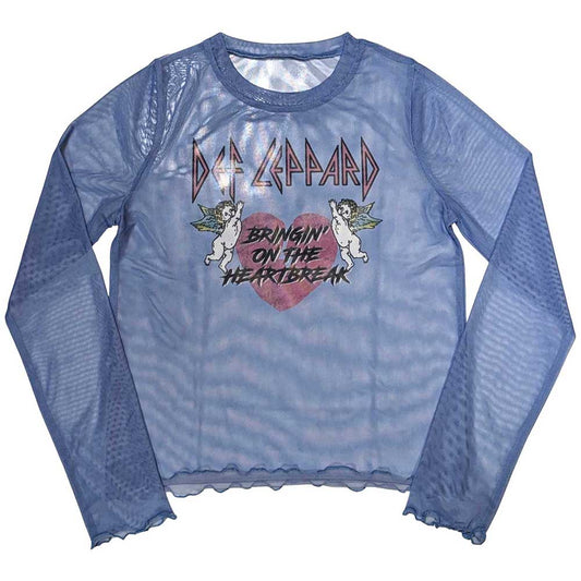 Def Leppard Ladies Long Sleeve Crop Top: Bringin On The Heartbreak