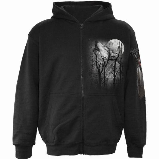 Spiral Zipped Hoodie: Forest Wolf