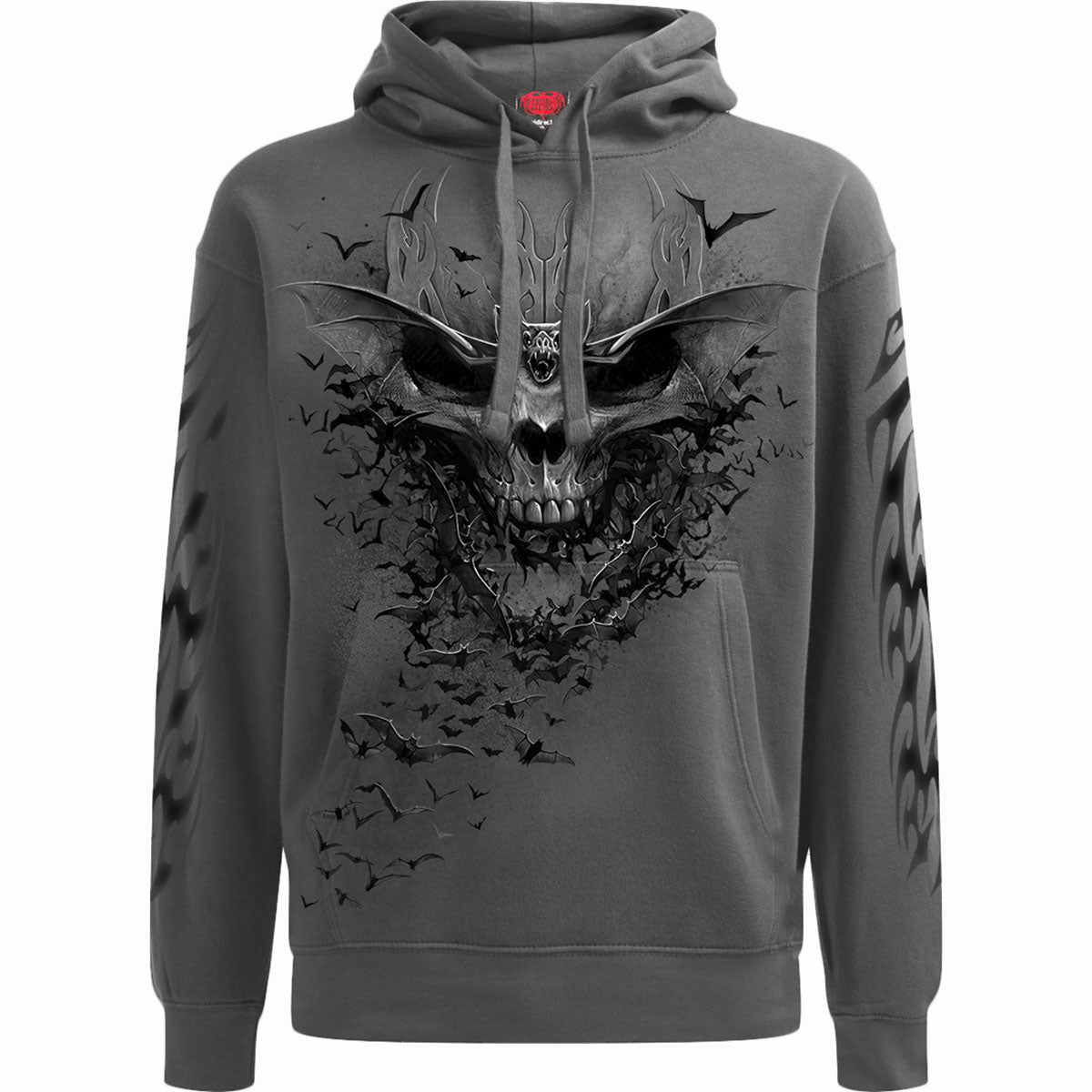 Spiral Pullover Hoodie: Bat Skull