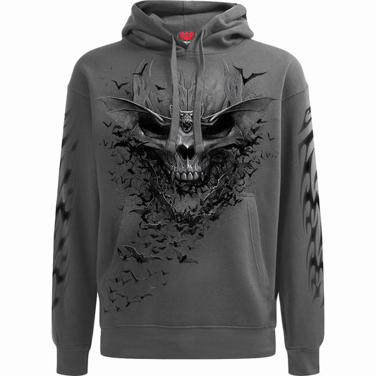 Spiral Pullover Hoodie: Bat Skull