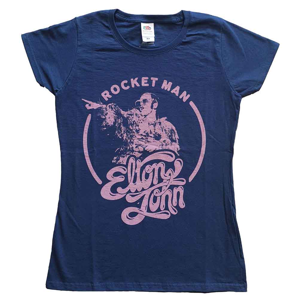 Elton John Ladies T-Shirt: Rocketman Circle Point