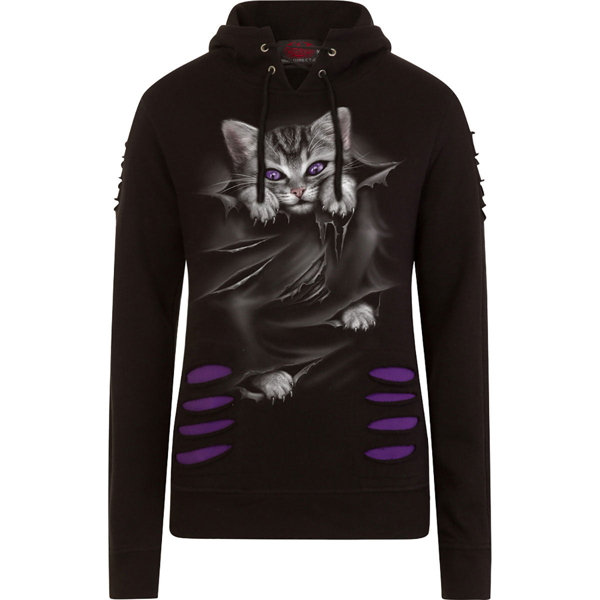 Spiral Ladies Ripped Pullover Hoodie: Bright Eyes