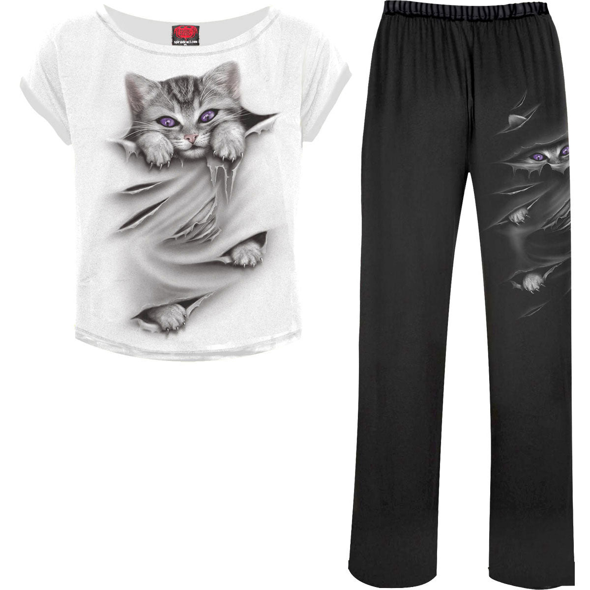 Spiral Ladies 4 Piece Gothic Pyjama Set: Bright Eyes