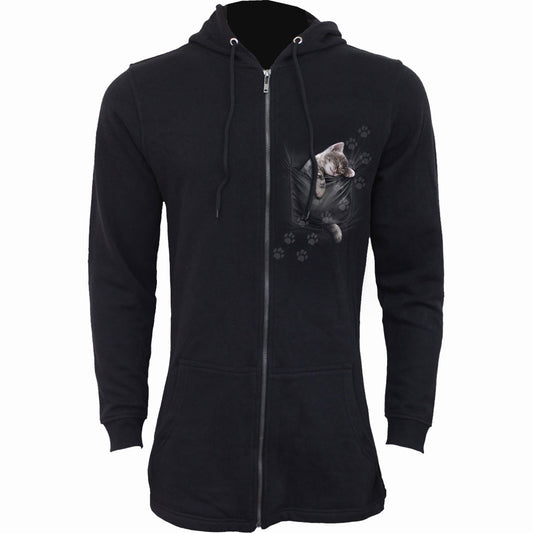 Spiral Ladies Fish Tail Zipped Hoodie: Pocket Kitten