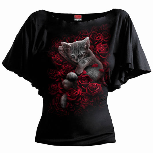 Spiral Ladies Latin Boatneck Top: Bed Of Roses