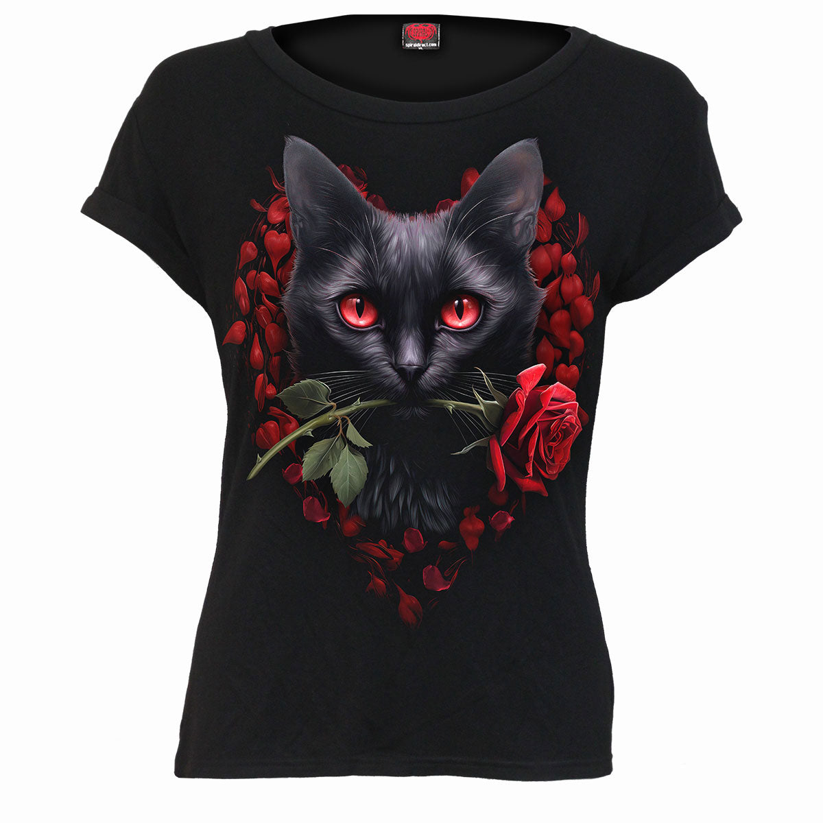 Spiral Ladies Boatneck Cap Sleeve T-Shirt: Cat's Love