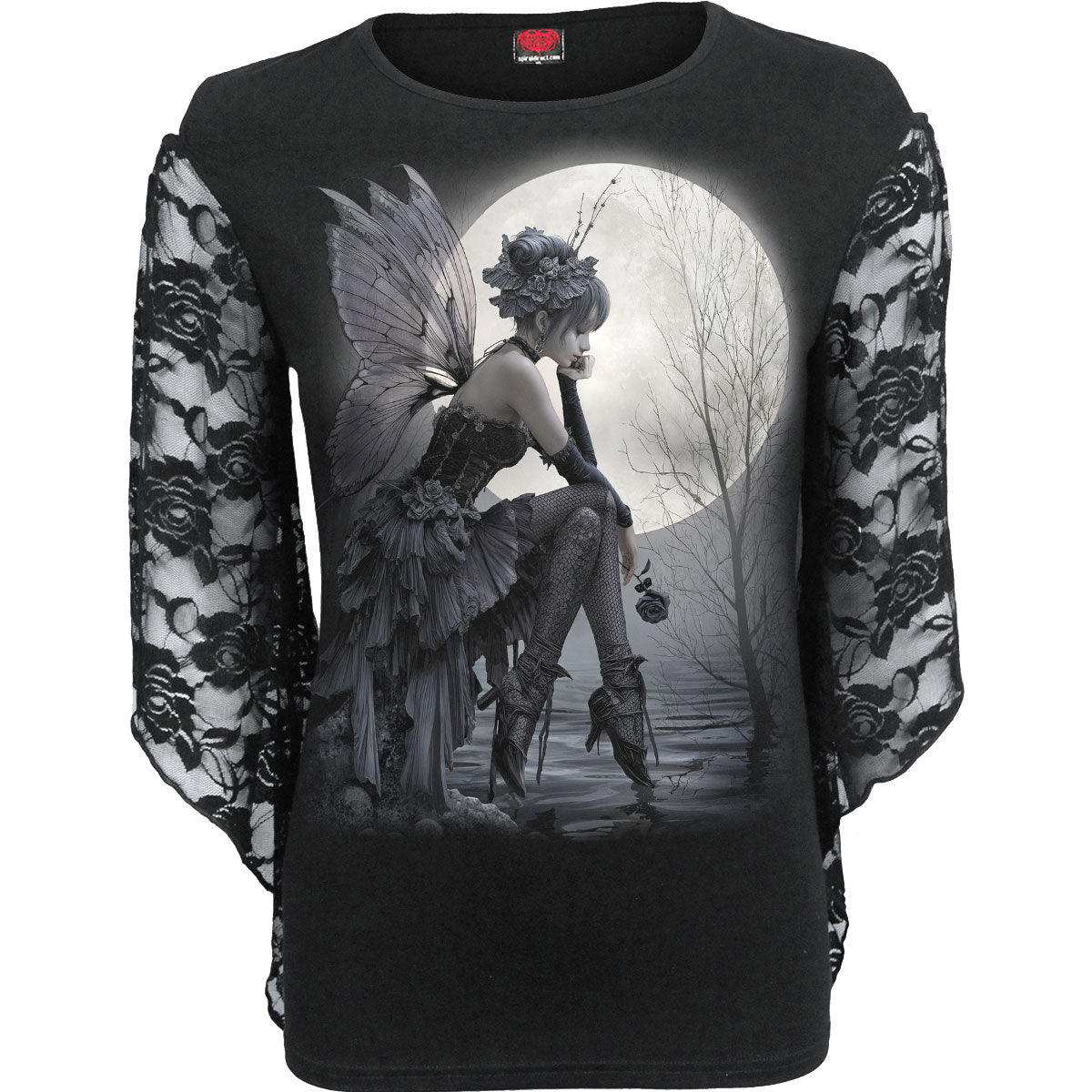 Spiral Ladies Rose Lace Sleeve Top: Reflections